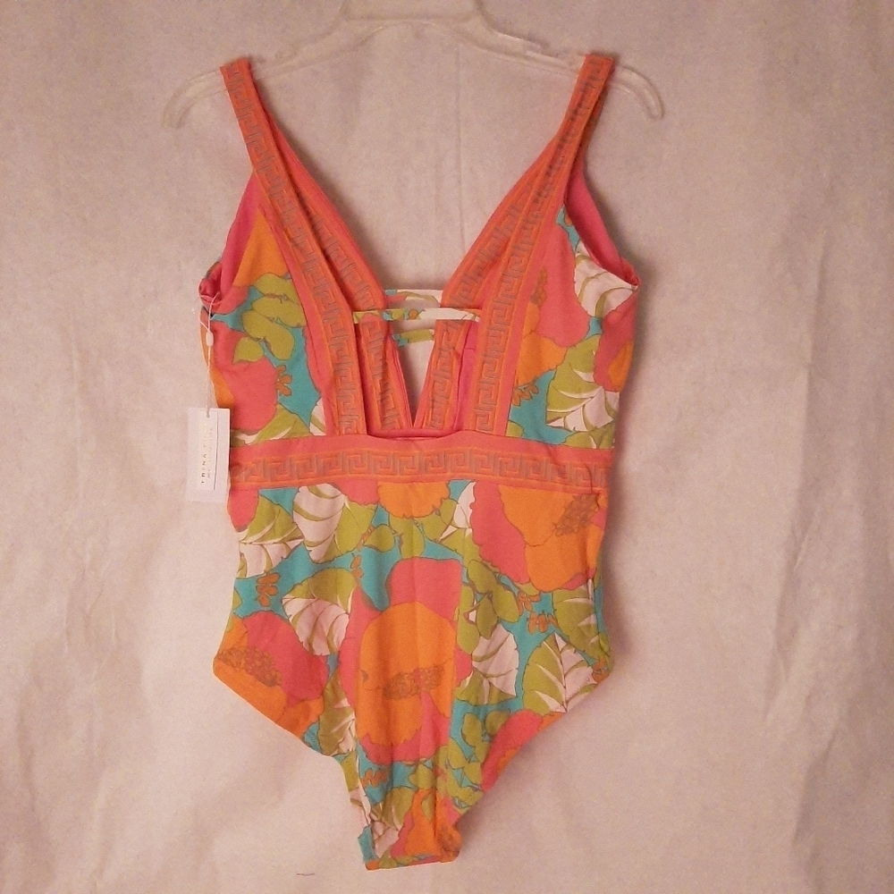 TRINA TURK Playa De Flor Plunge One Piece Swimsuit Sz 14 - NWT - Picture 6 of 7